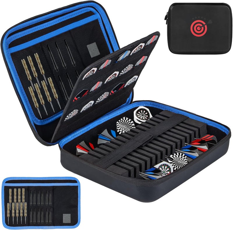 Lebared 2026 Upgraded EVA Hard Shell Dart Case for 15Darts, 30 Flights, Shafts & Accessories, Darts Case with Soft Pad & Mesh Bag for Steel or Soft Tips, Ideal Gift for Players, Bar Game, Travel -Blue - Image 1